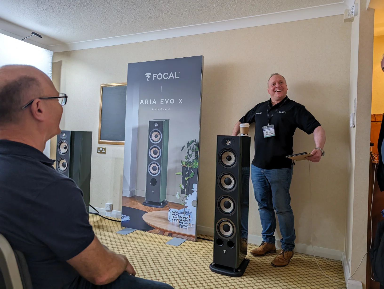 Mike Smith of Focal and Naim. Not such a pleasant surprise but at least he was happy!