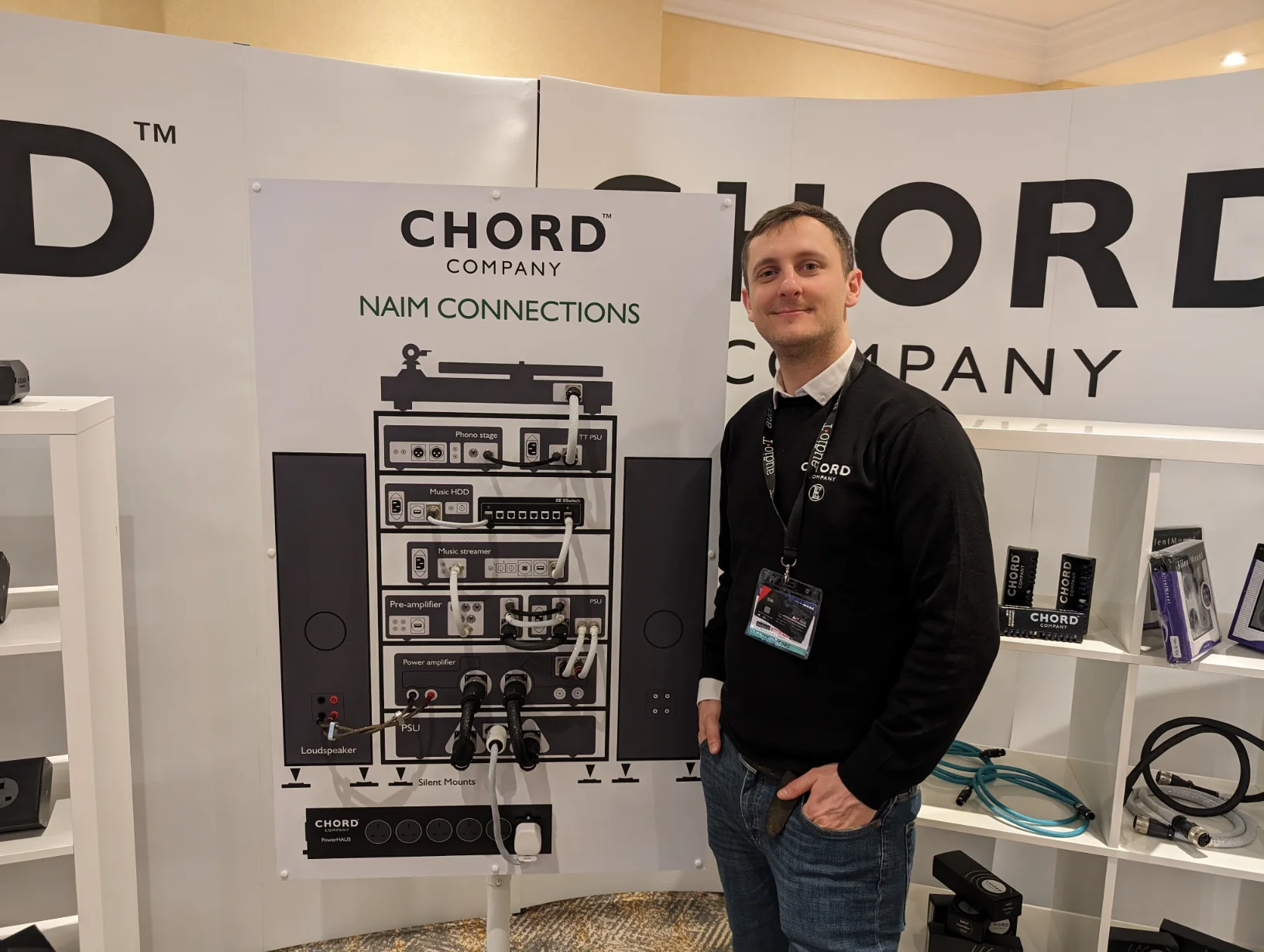Doug presenting the new Chord Company connections display, simple but effective. A bit like the man himself ;)