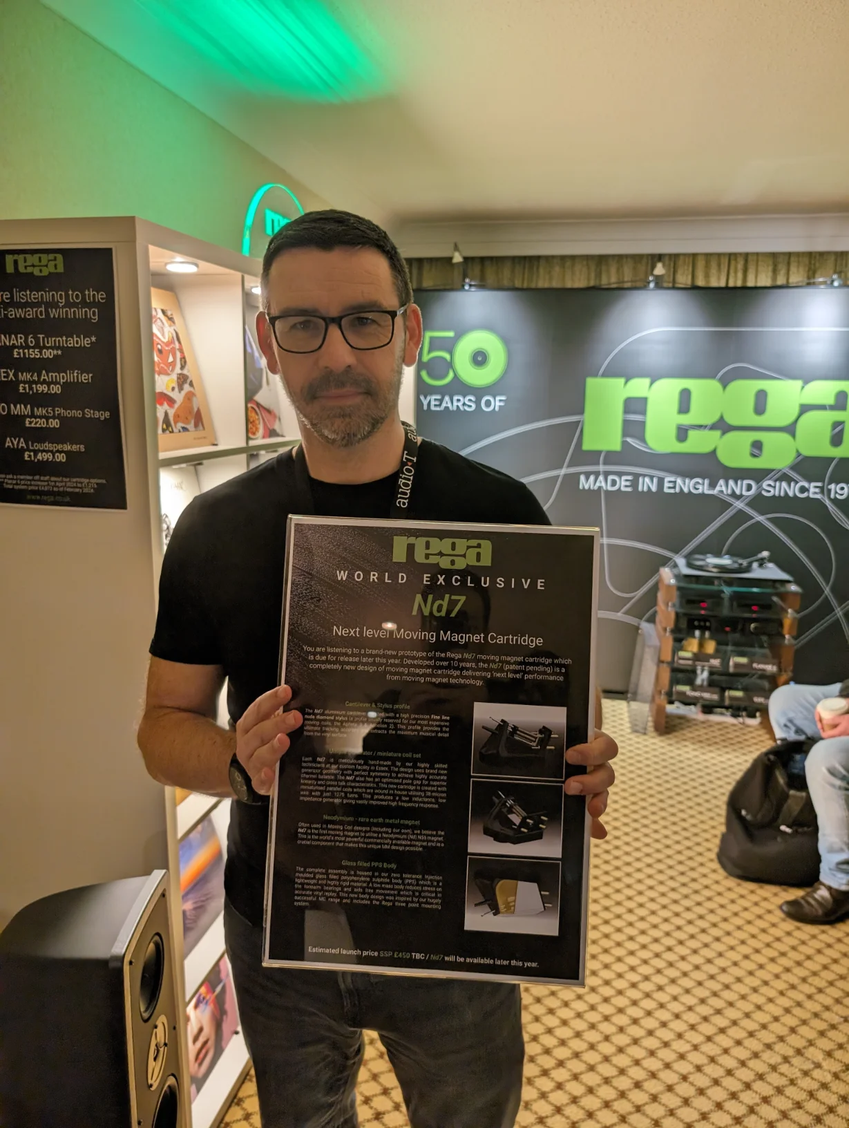 Simon from Rega with the show blues, we did ask him to smile (!)… The new ND7 (catchy name!) moving magnet cartridge is bound to be popular, the gap between MM and MC has been crying out for something to fill the space for years and this (estimated to be £500-600) is hotly anticipated.