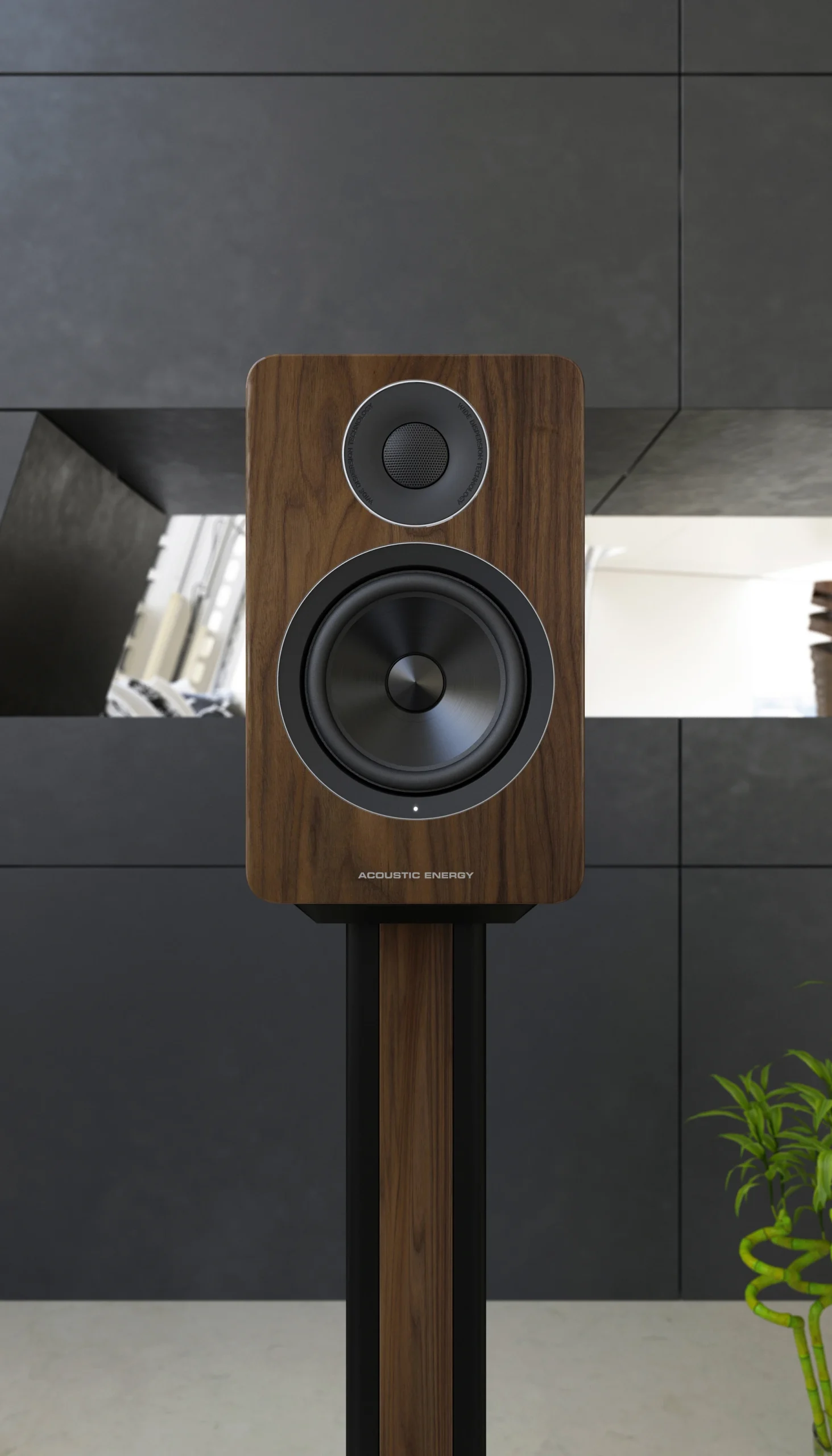 Acoustic Energy AE1 Active in American Walnut front image lifestyle