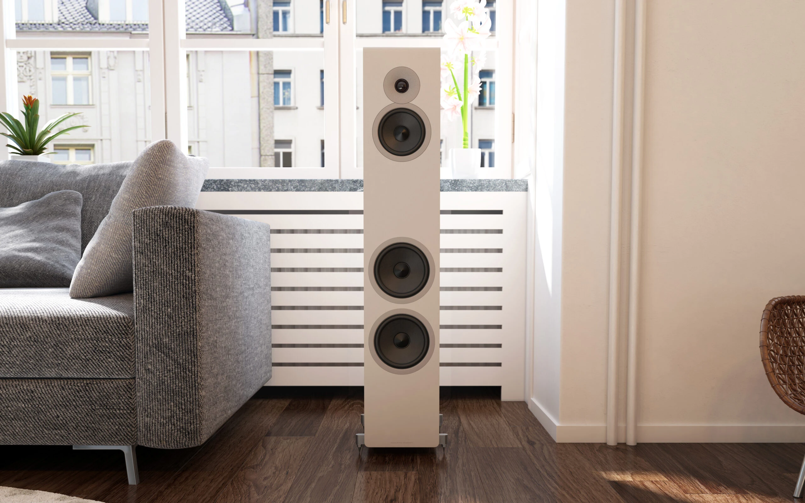 Acoustic Energy AE320-2 in Silk Touch Matte White Living Room Photo