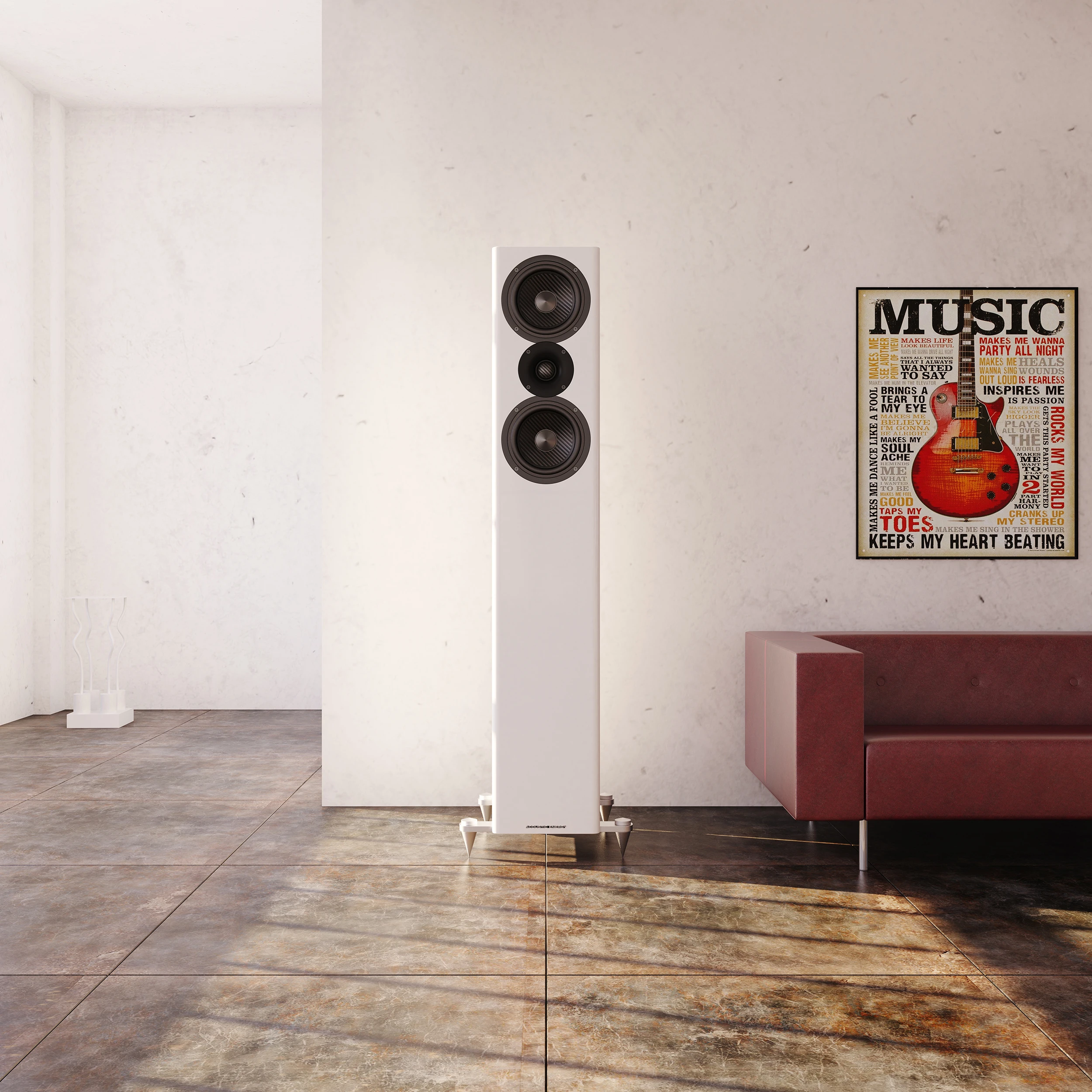 Acoustic Energy AE509 in Piano White in living space