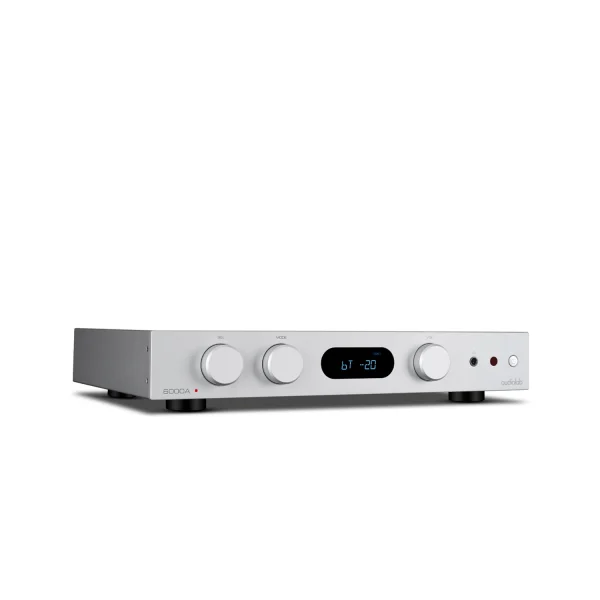 Audiolab A6000 MKII Integrated Amplifier Perspective image in silver