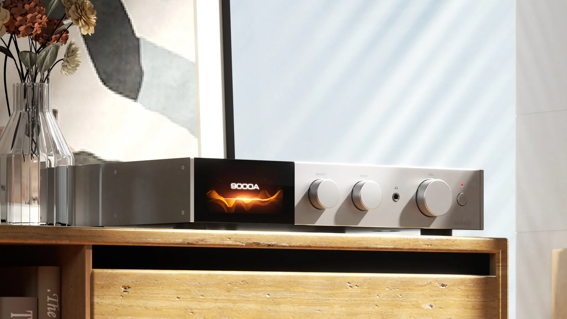 Audiolab A9000 Lifestyle image on sideboard