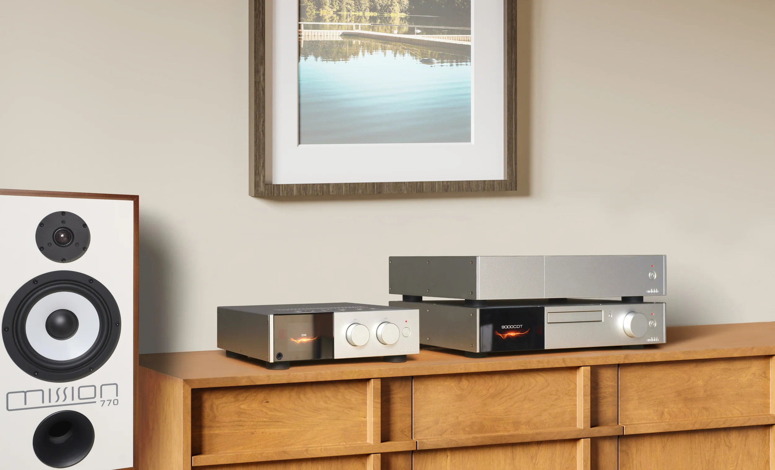 Audiolab D9 DAC Lifestyle image with Speakers