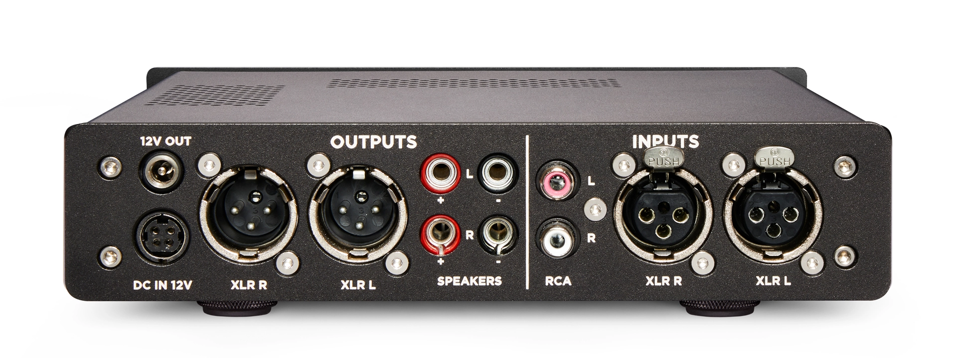 Photo of the rear panel of the professional series Chord Alto Headphone Amplifier