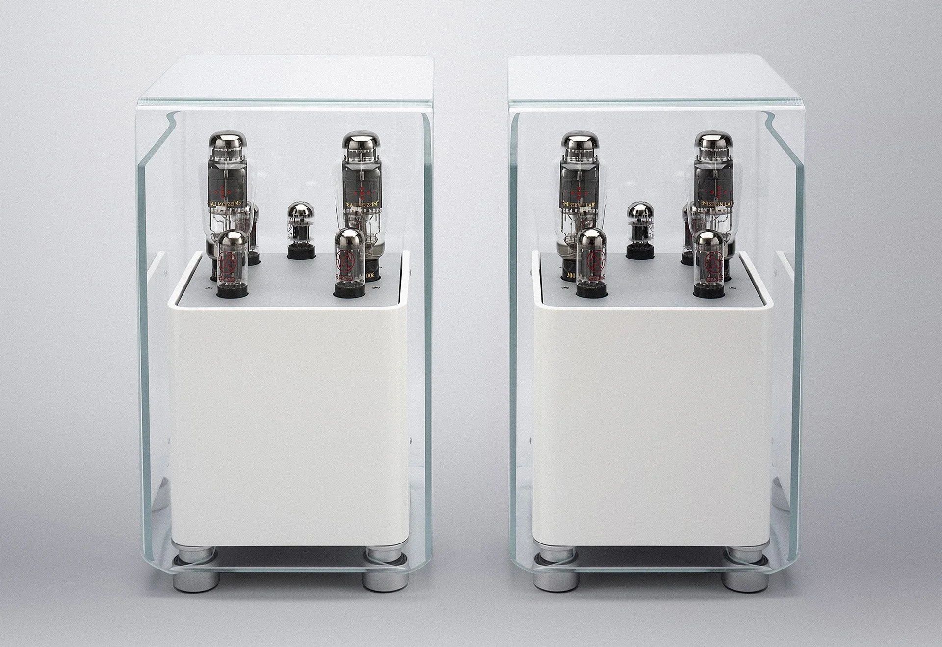 Engstrom LARS Mono Power Amplifiers in white.  Pair of.