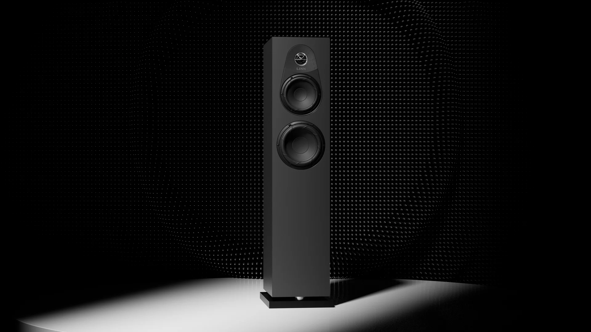 Linn 150 Speaker in dark studio shot