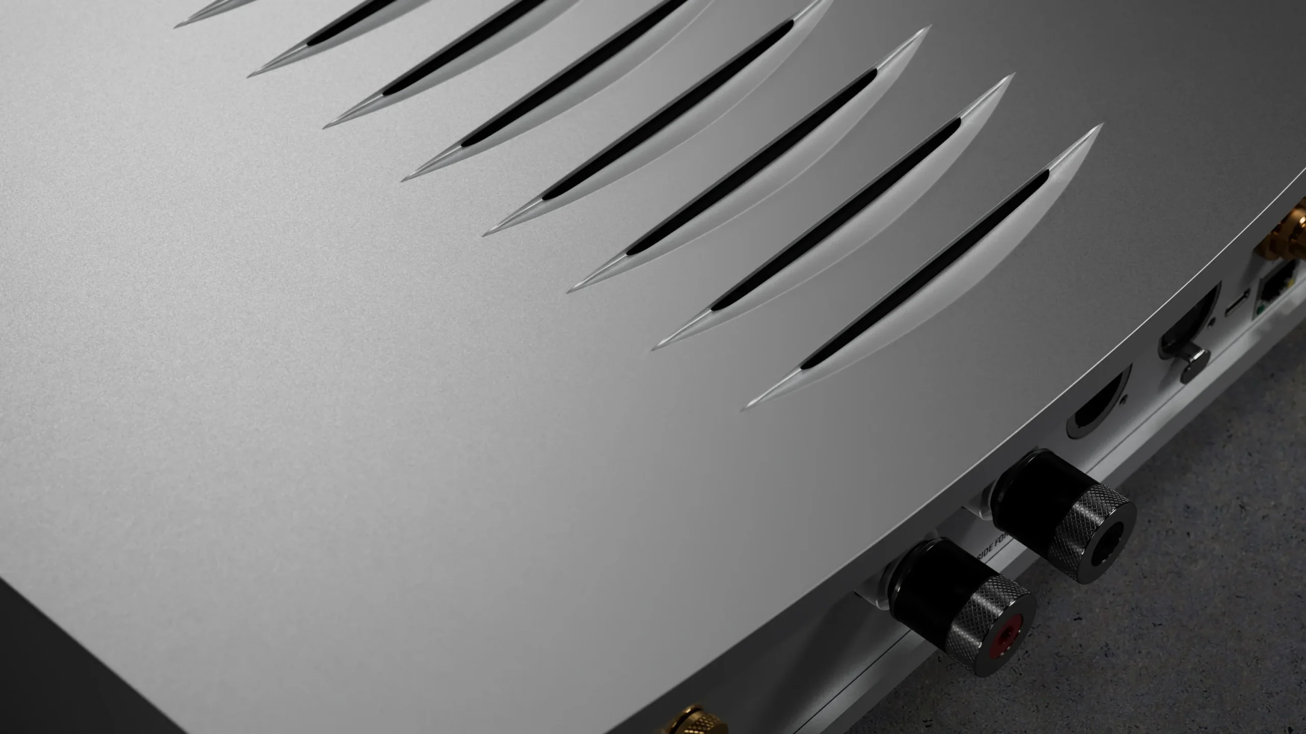 Linn Klimax Solo 500 precision machined gills that reflect light