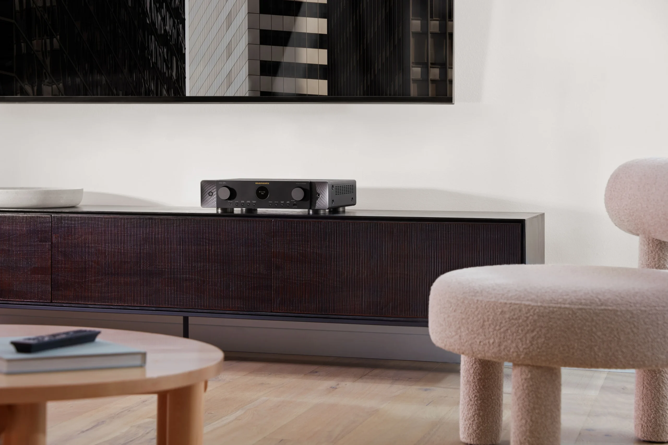 Marantz CINEMA 70 Lifestyle Black on Sideboard