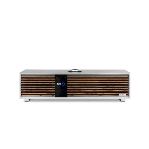 Ruark R410 in soft grey and walnut grille