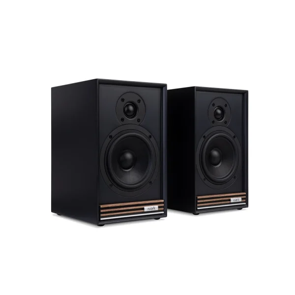 Ruark-Sabre-R-Satin-Charcoal-lacquer-cabinet-with-Walnut-slat-trim