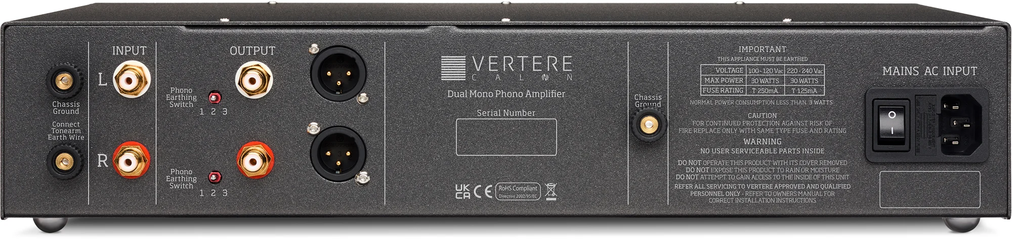 Vertere CALON Phono Stage rear panel