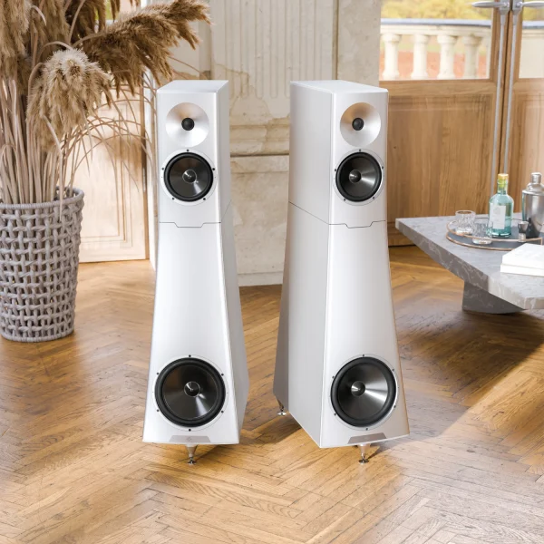 YG Acoustics Hailey 3 Loudspeakers Lifestyle image on wood flooring