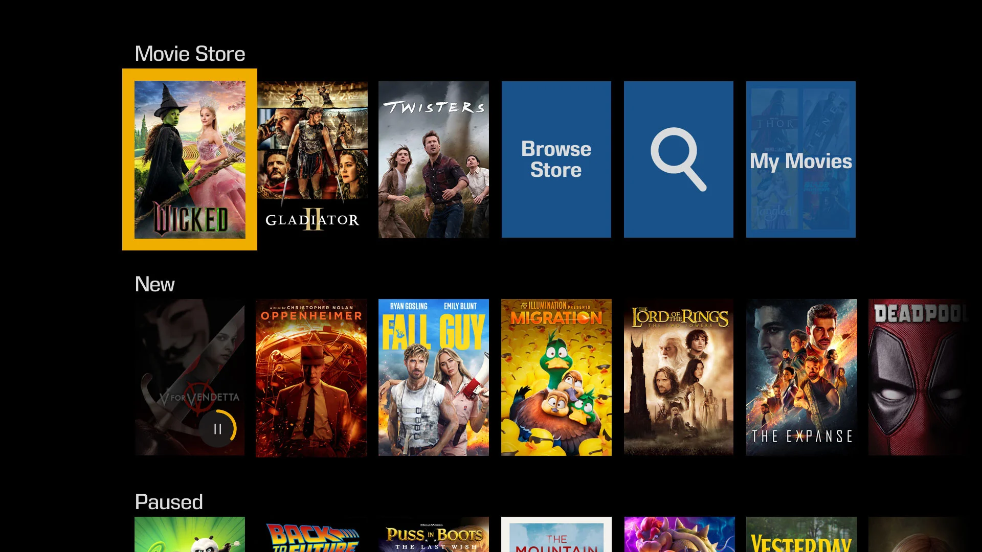 Kaleidescape movie menu screenshot